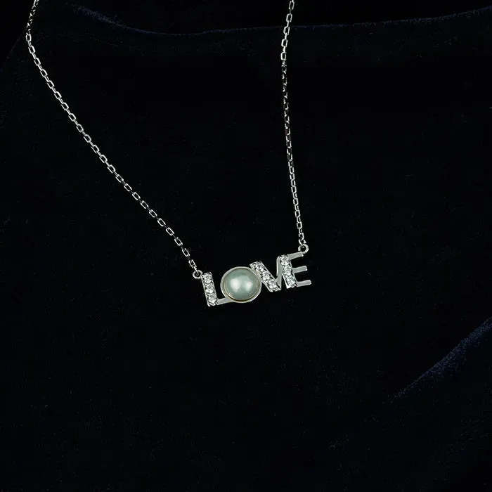 Minimalist Love CZ Studded Chain Pendant