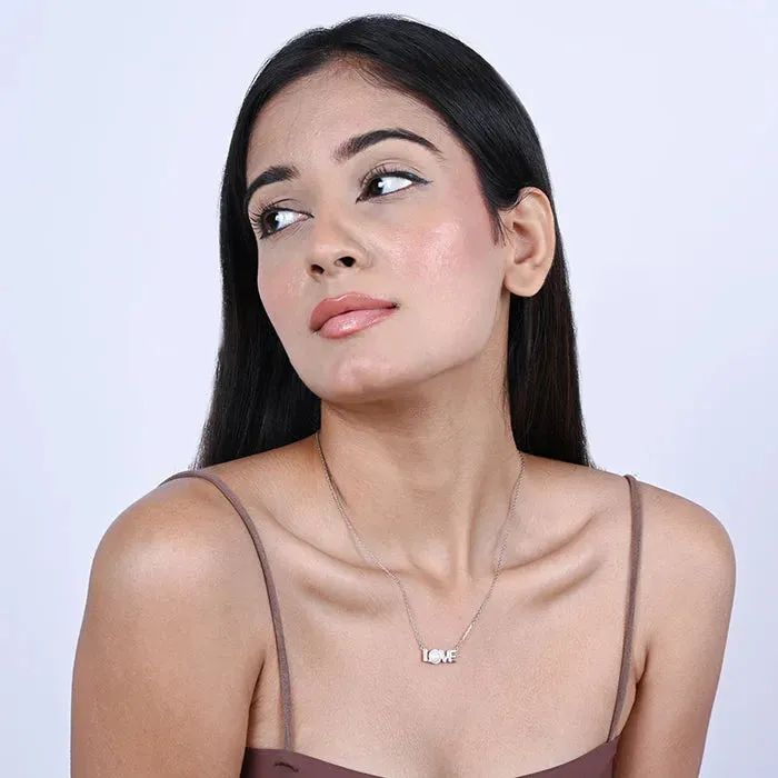 Minimalist Love CZ Studded Chain Pendant