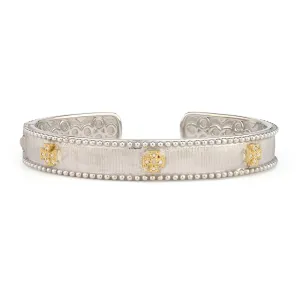 Mixed Metal Narrow Beaded Maltese Cuff Bracelet