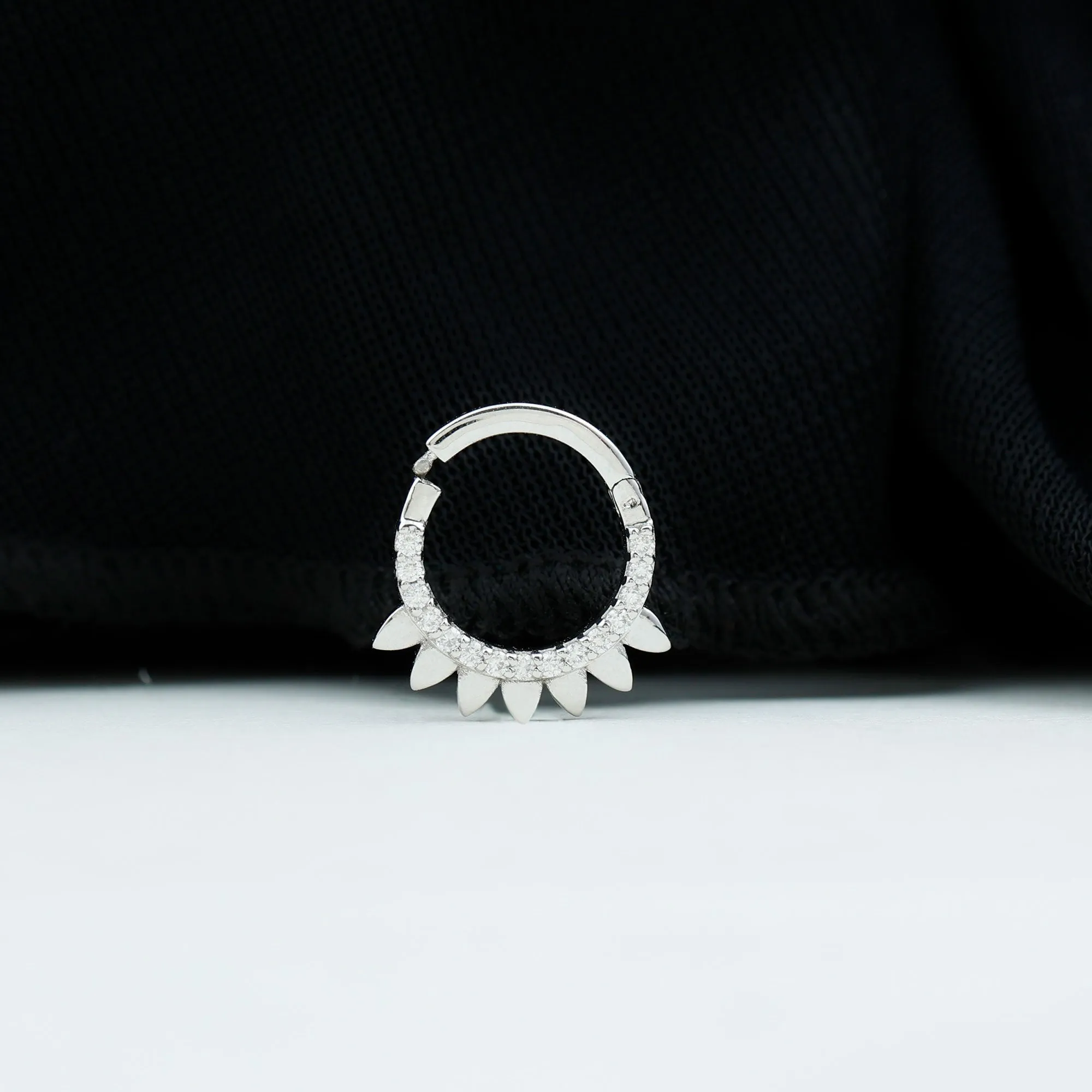 Moissanite Gold Hoop Earring for Daith Piercing