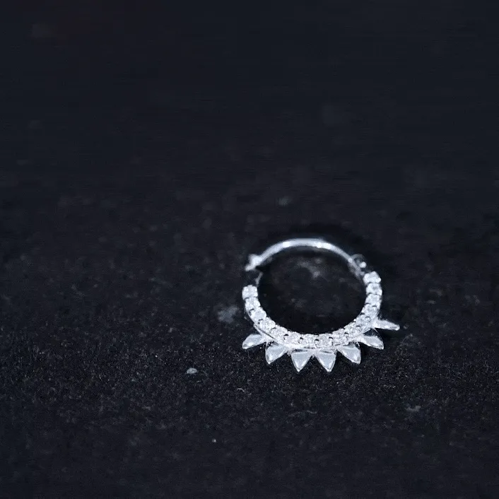 Moissanite Gold Hoop Earring for Daith Piercing
