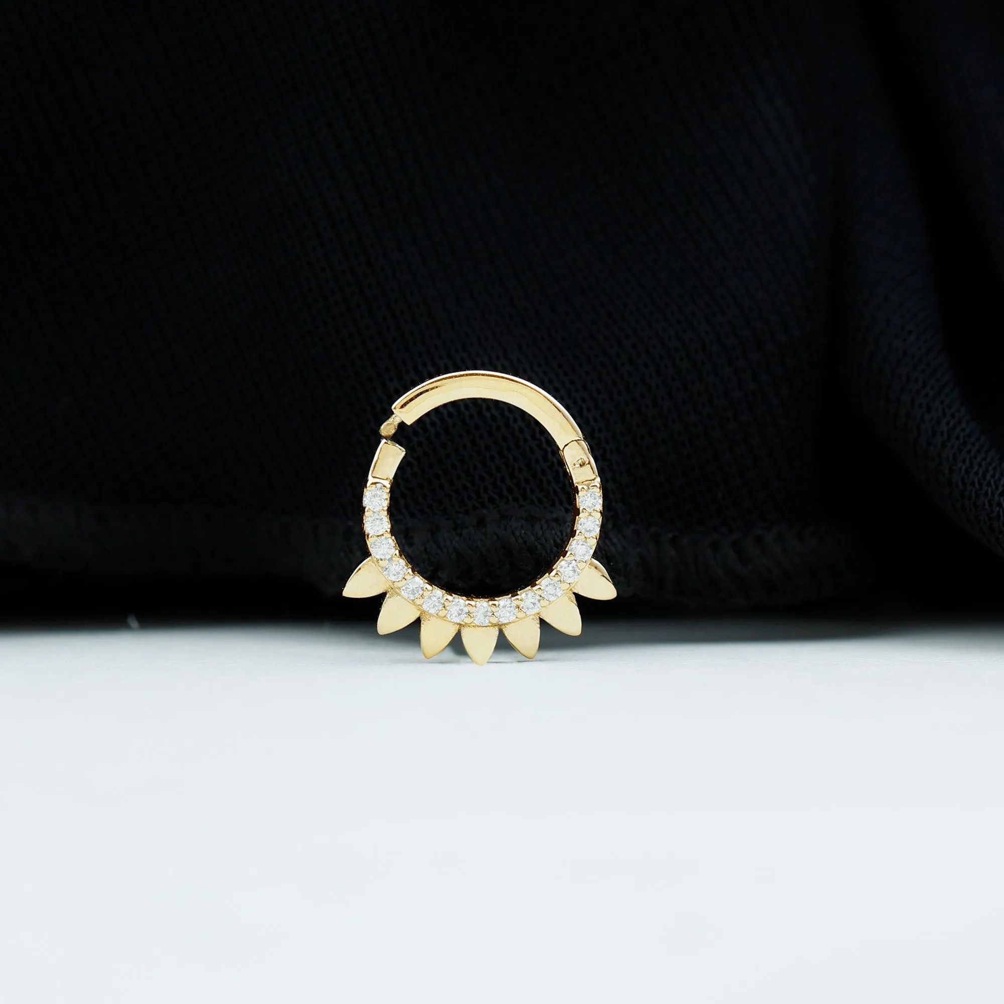 Moissanite Gold Hoop Earring for Daith Piercing