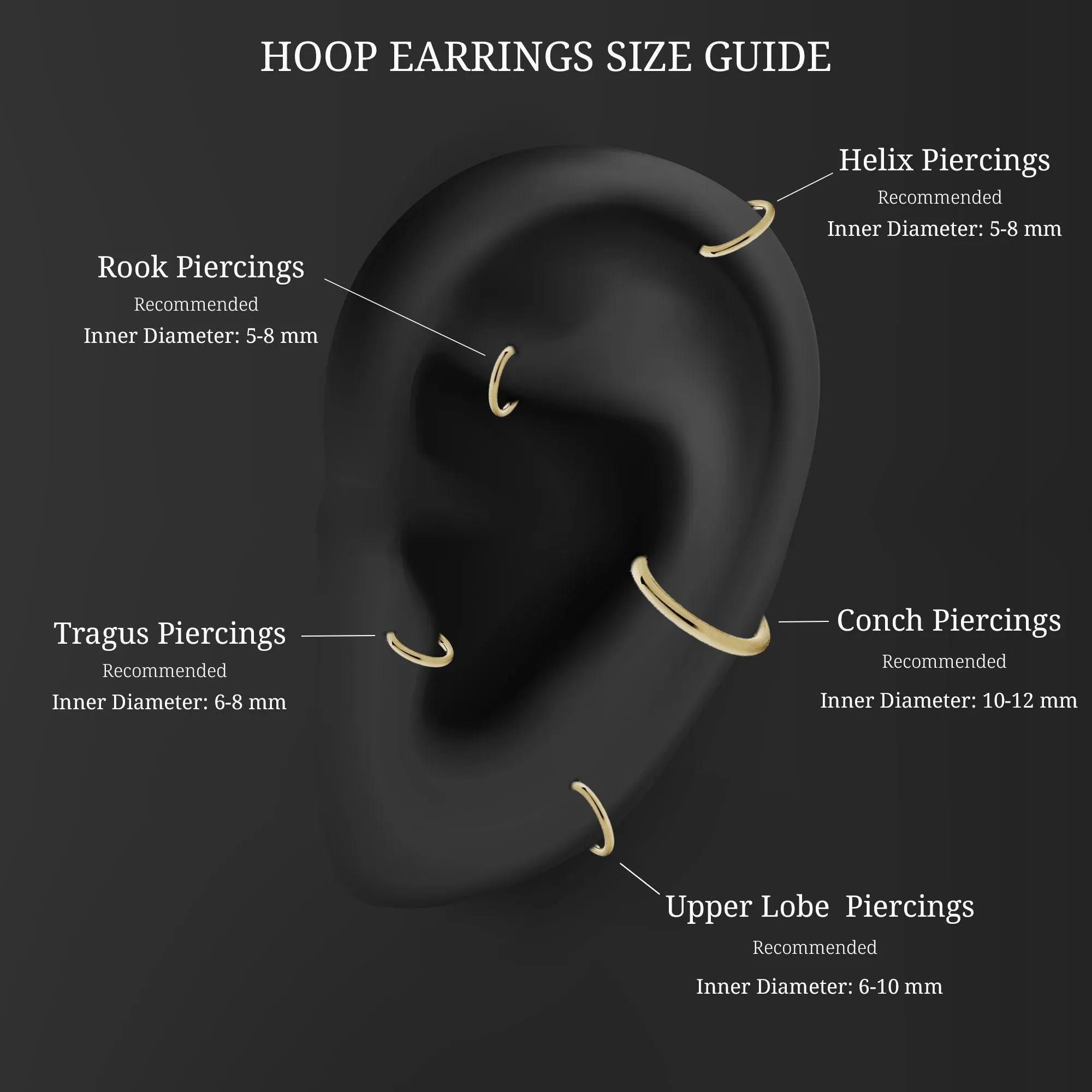 Moissanite Gold Hoop Earring for Daith Piercing
