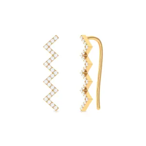 Moissanite Zig Zag Climber Earring for Helix Piercing