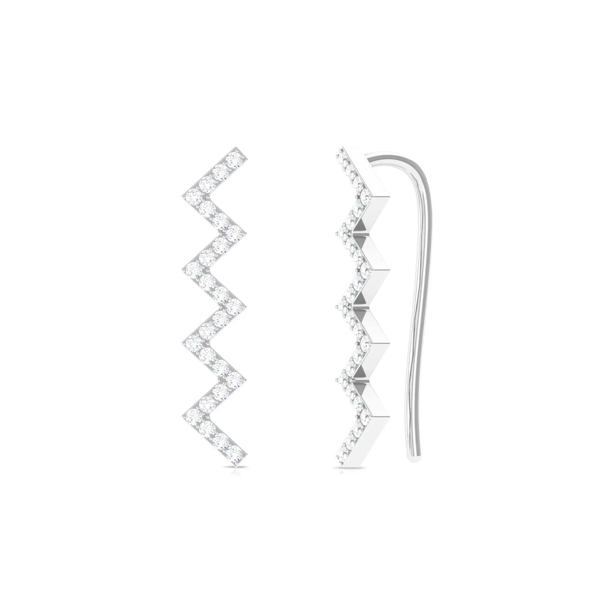 Moissanite Zig Zag Climber Earring for Helix Piercing