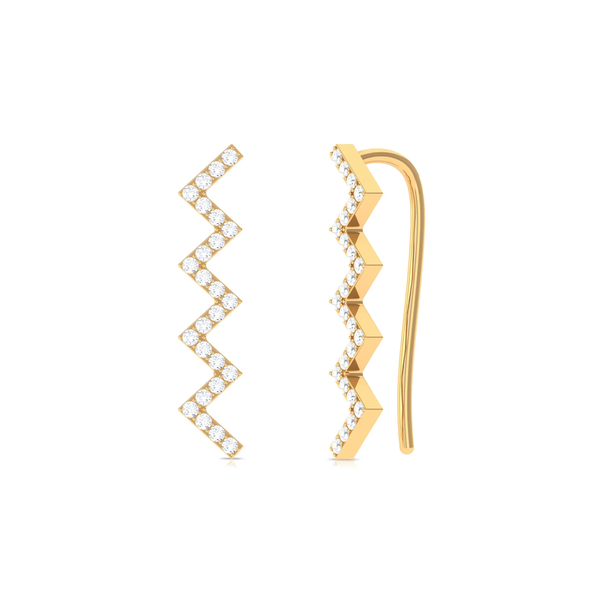 Moissanite Zig Zag Climber Earring for Helix Piercing