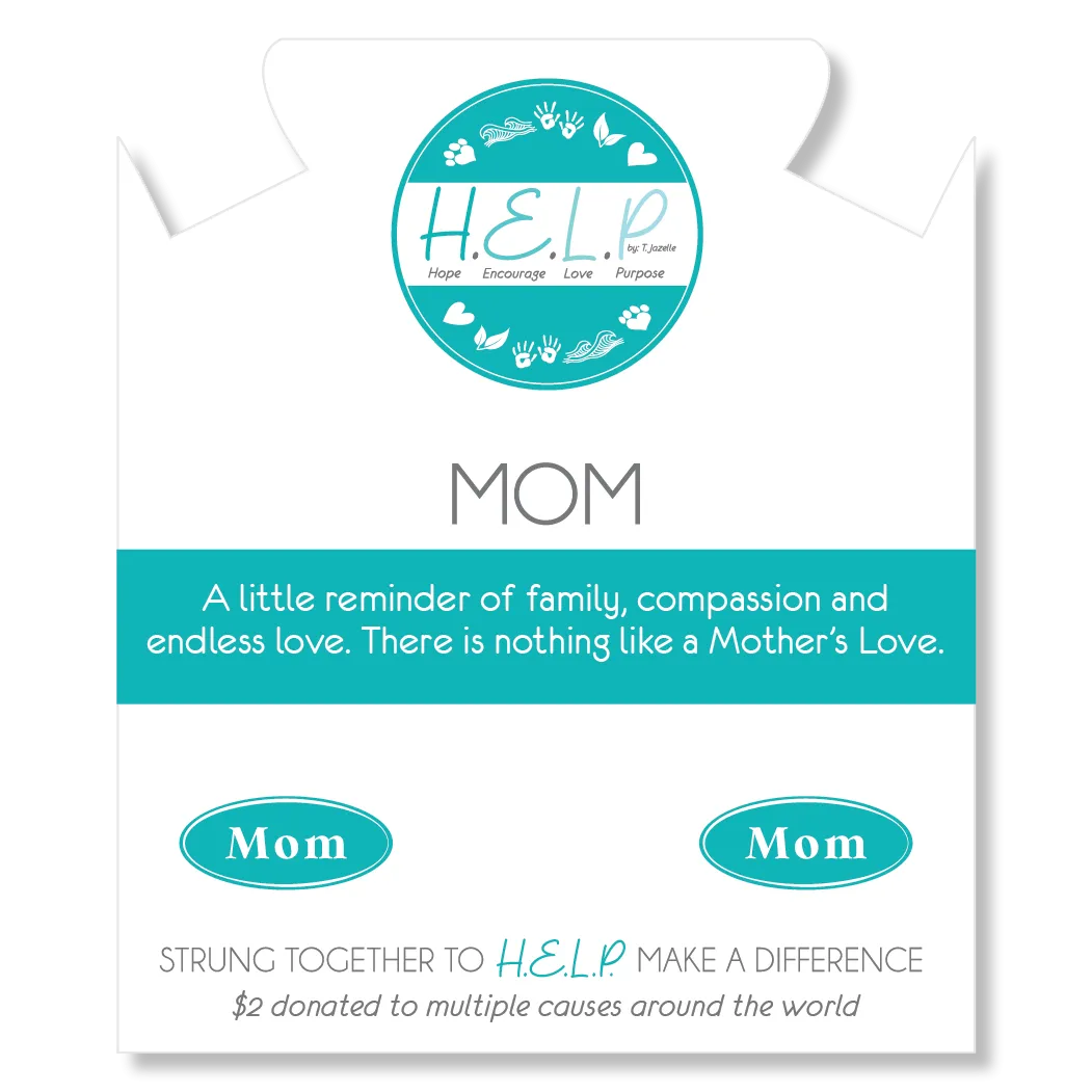 Mom Charm with Azure Blue Jade Charity Bracelet