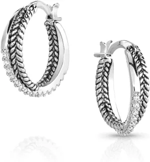 Montana Silversmiths Latch/Lever Back Hoop Earrings (Crystal Crossover)