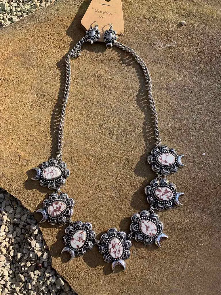 Moonstone Necklace and Earring Set
