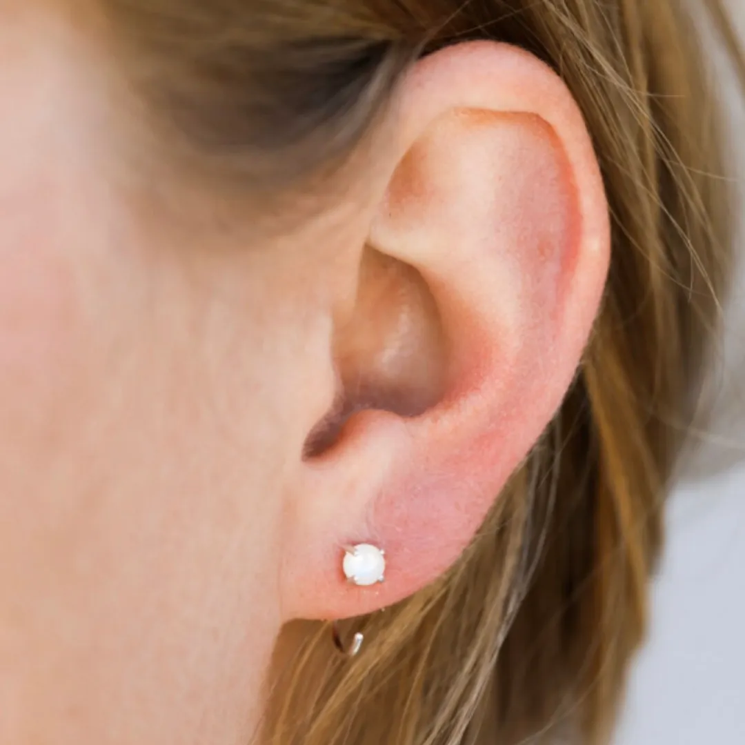 Mother of Pearl Sterling Silver Huggies