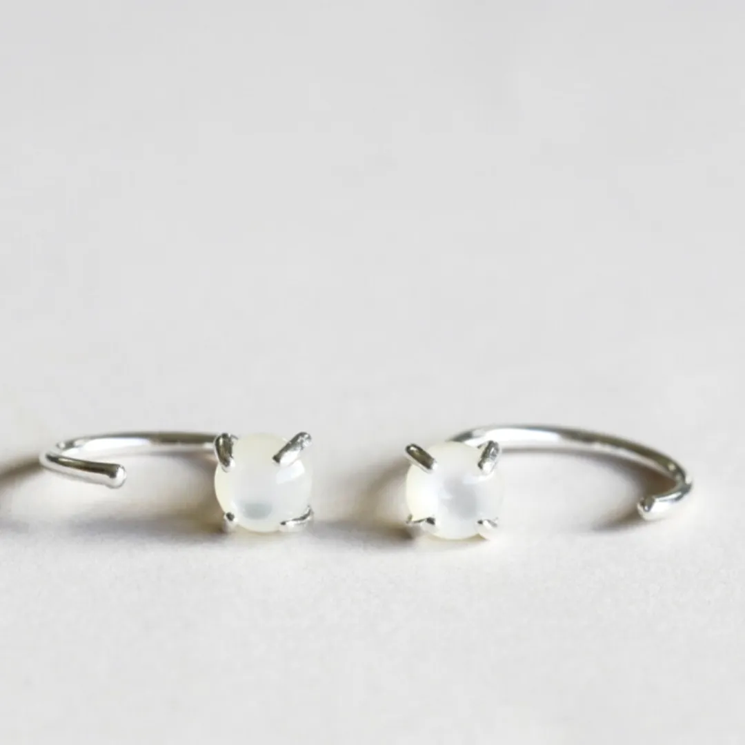 Mother of Pearl Sterling Silver Huggies
