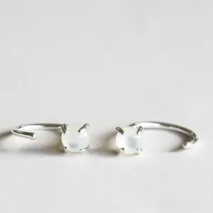 Mother of Pearl Sterling Silver Huggies