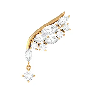 Natural Diamond Wing Helix Drop Earring with Flat Back