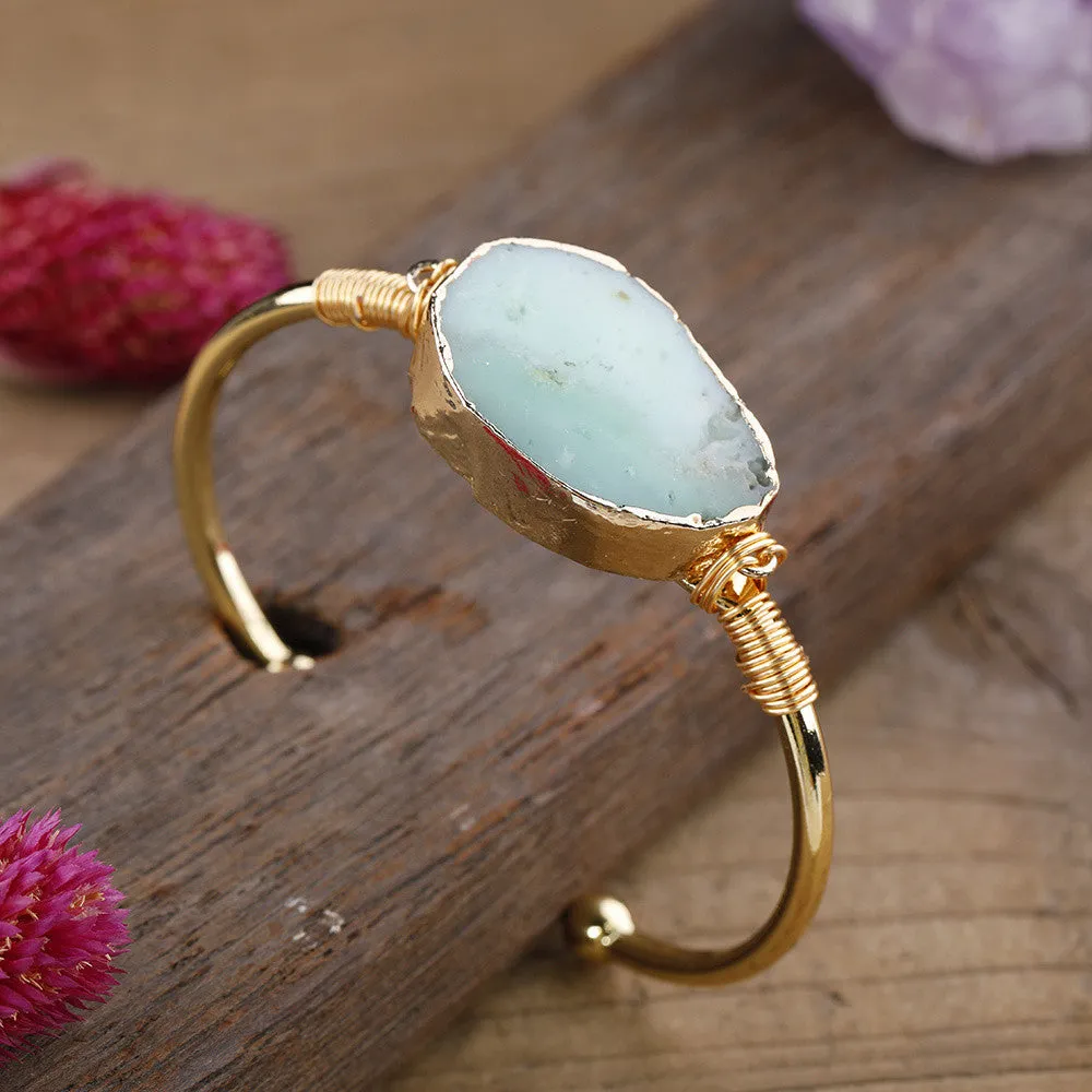 Natural Jade Gemstone Bracelet, Crystal Bangle Bracelet