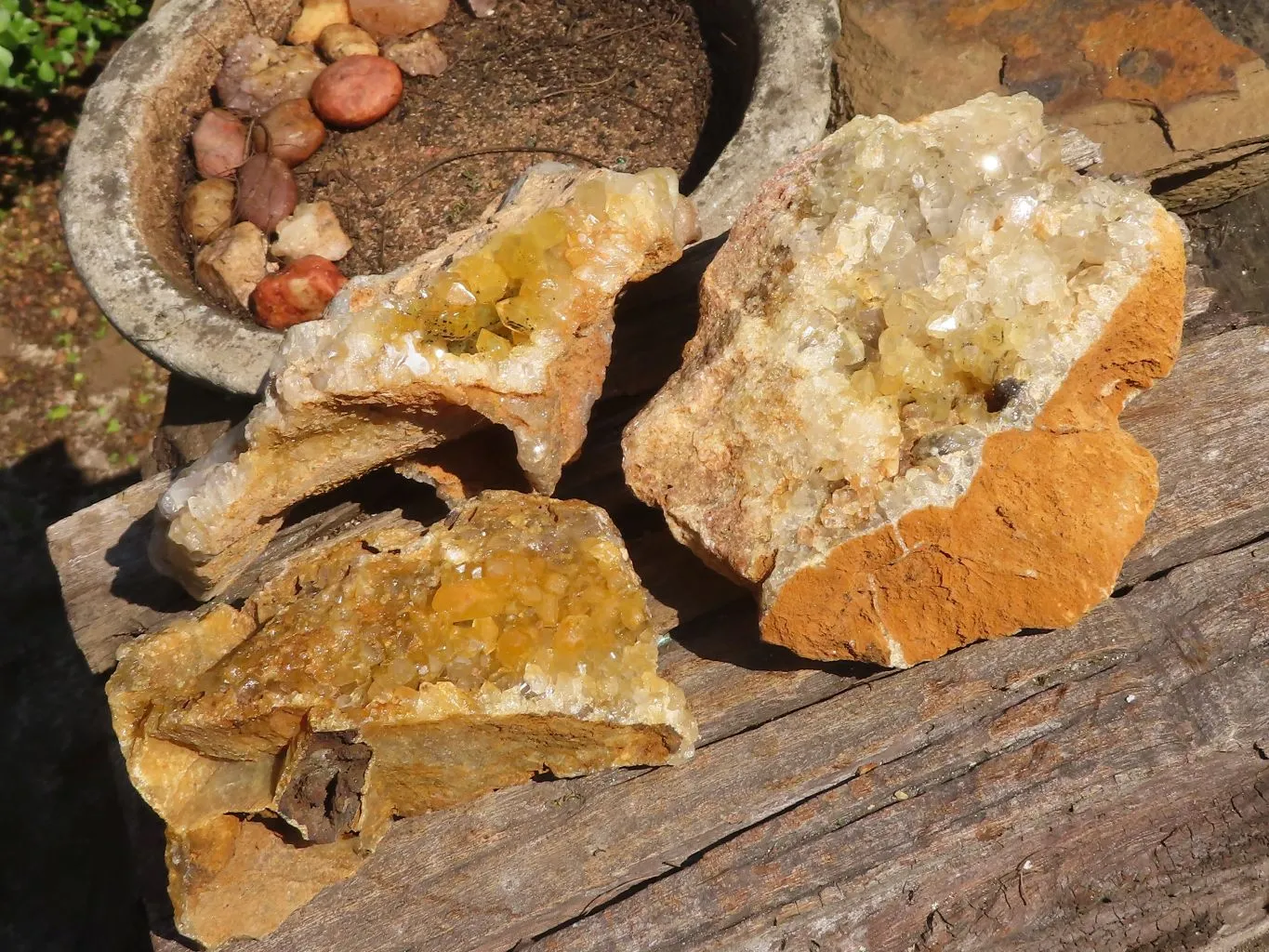 Natural Limonite Quartz Clusters x 3 From Solwezi, Zambia