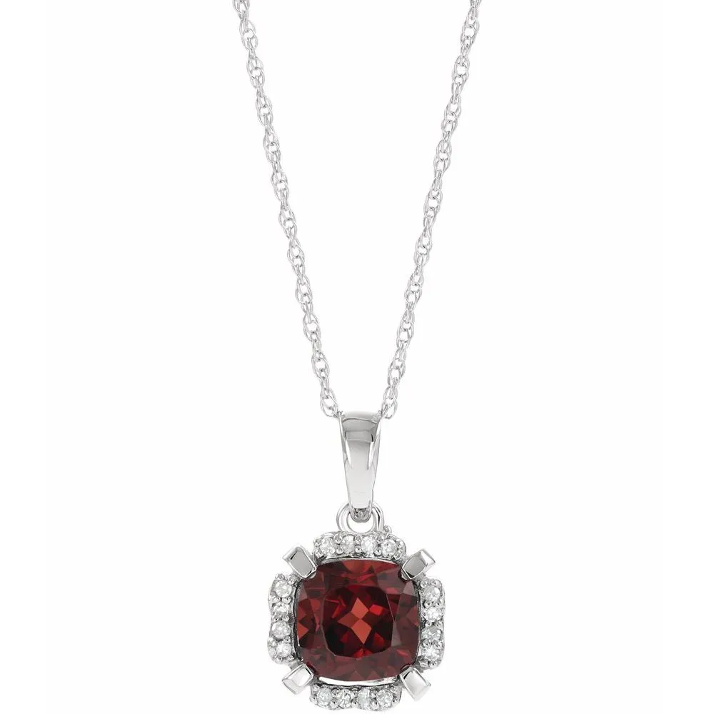 Natural Mozambique Garnet & Diamond 18" Necklace