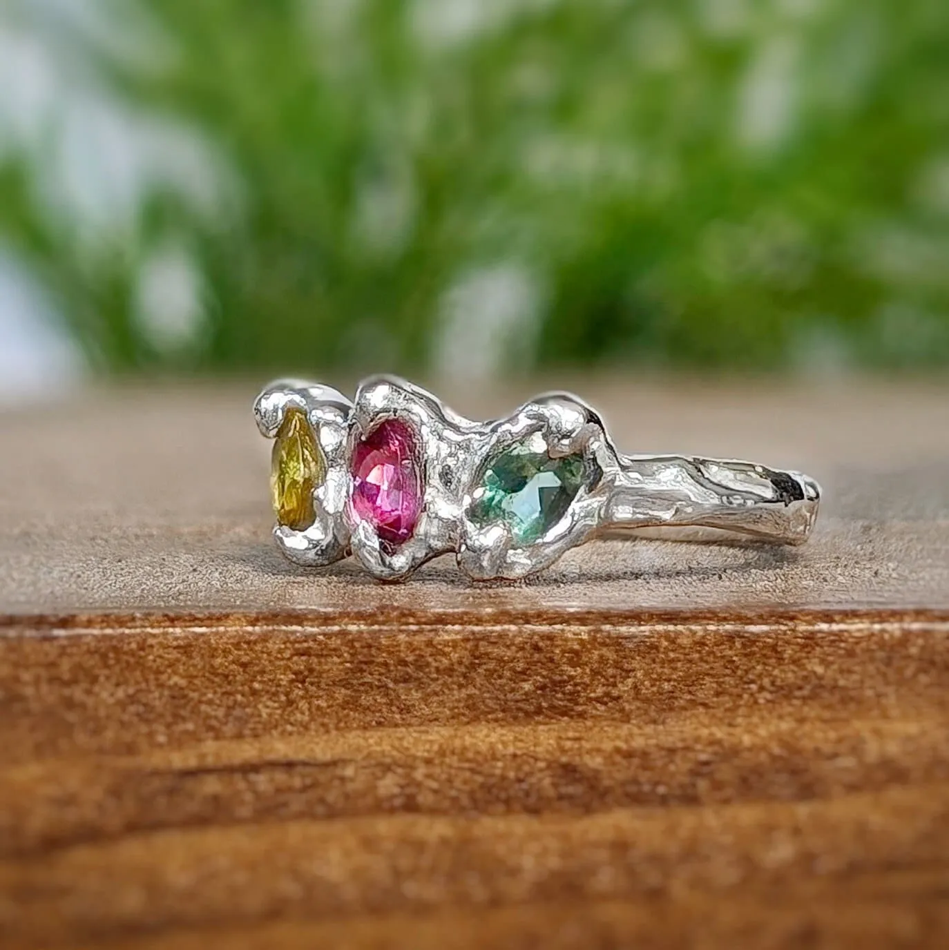 Natural Multi Tourmaline Silver ring