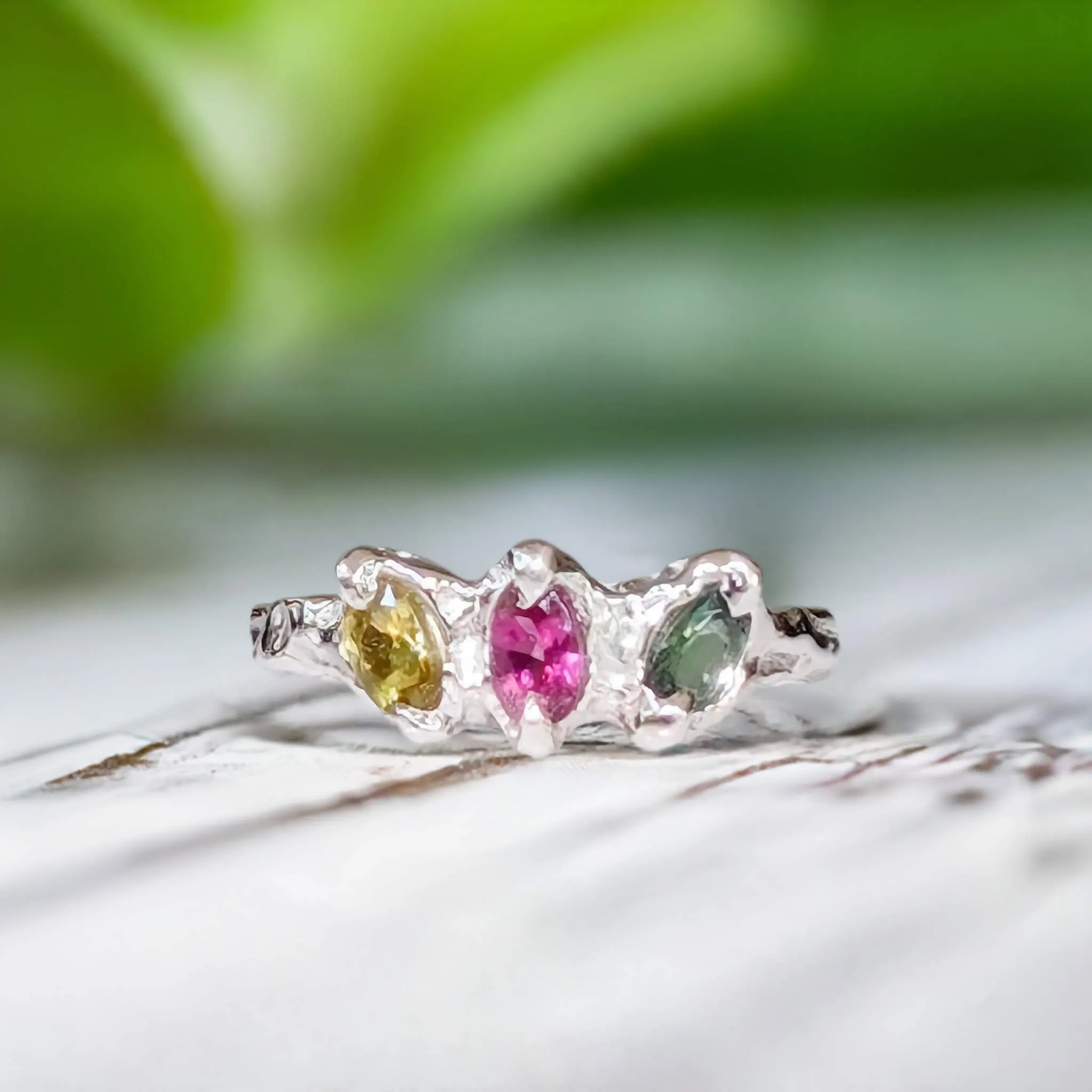 Natural Multi Tourmaline Silver ring
