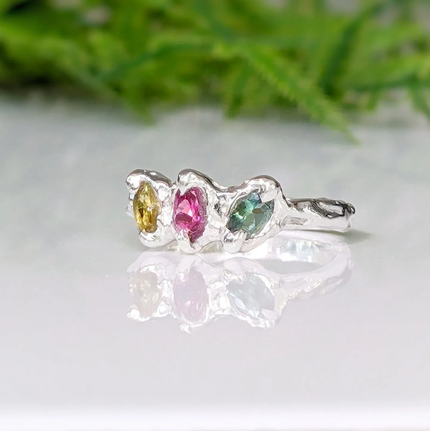 Natural Multi Tourmaline Silver ring