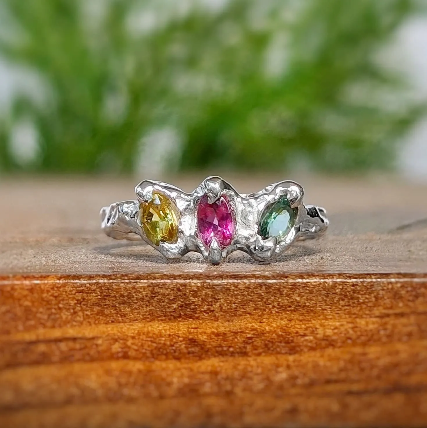 Natural Multi Tourmaline Silver ring