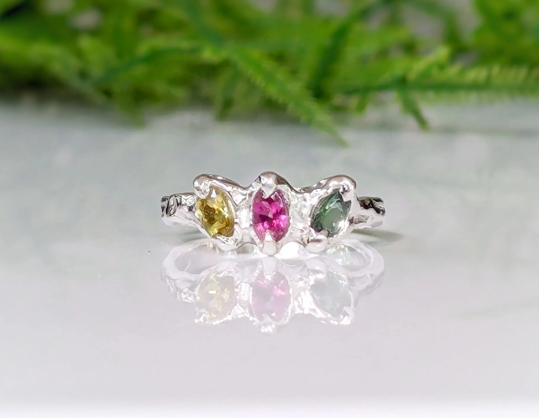 Natural Multi Tourmaline Silver ring