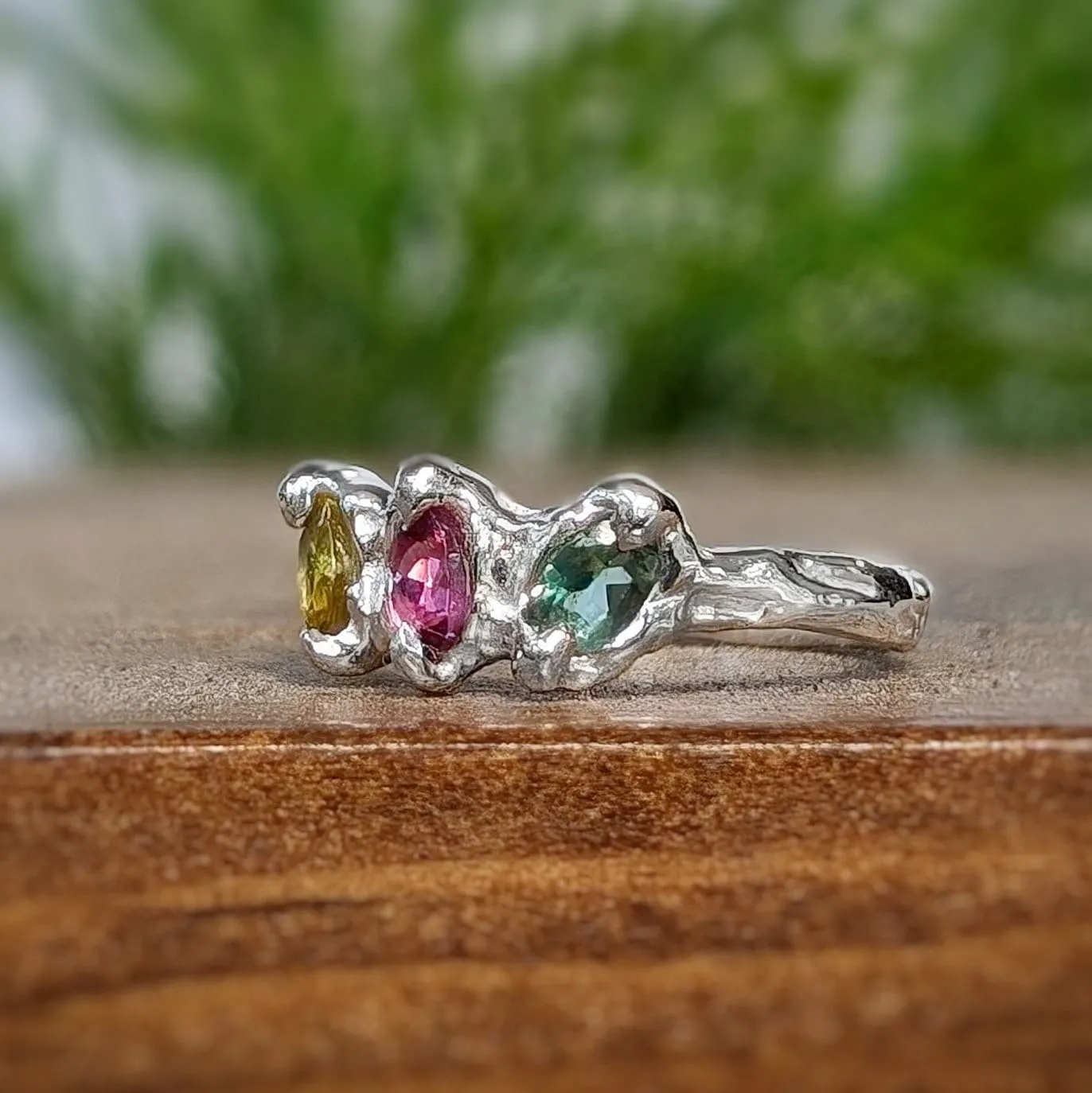 Natural Multi Tourmaline Silver ring