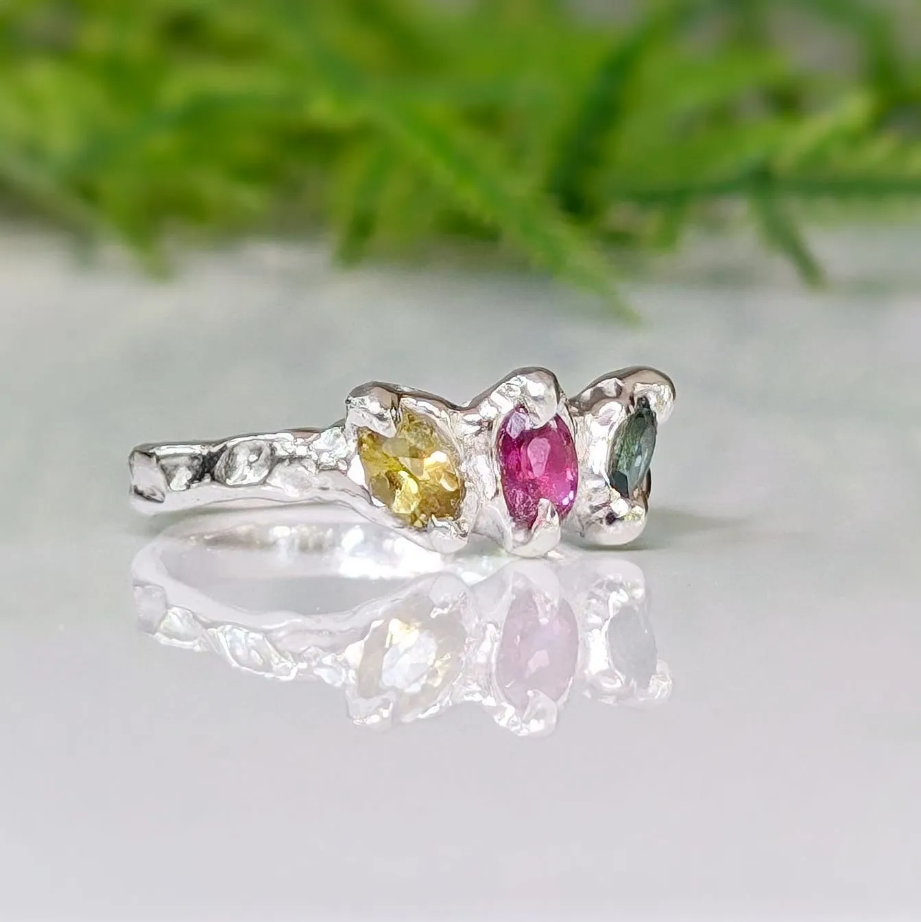Natural Multi Tourmaline Silver ring