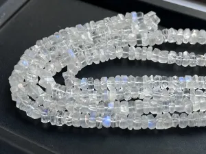 Natural Rainbow Moonstone Uneven Shape Tumble Faceted Beads