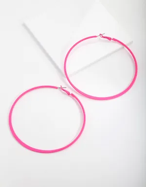 Neon Pink Flat Edge Hoop Earrings