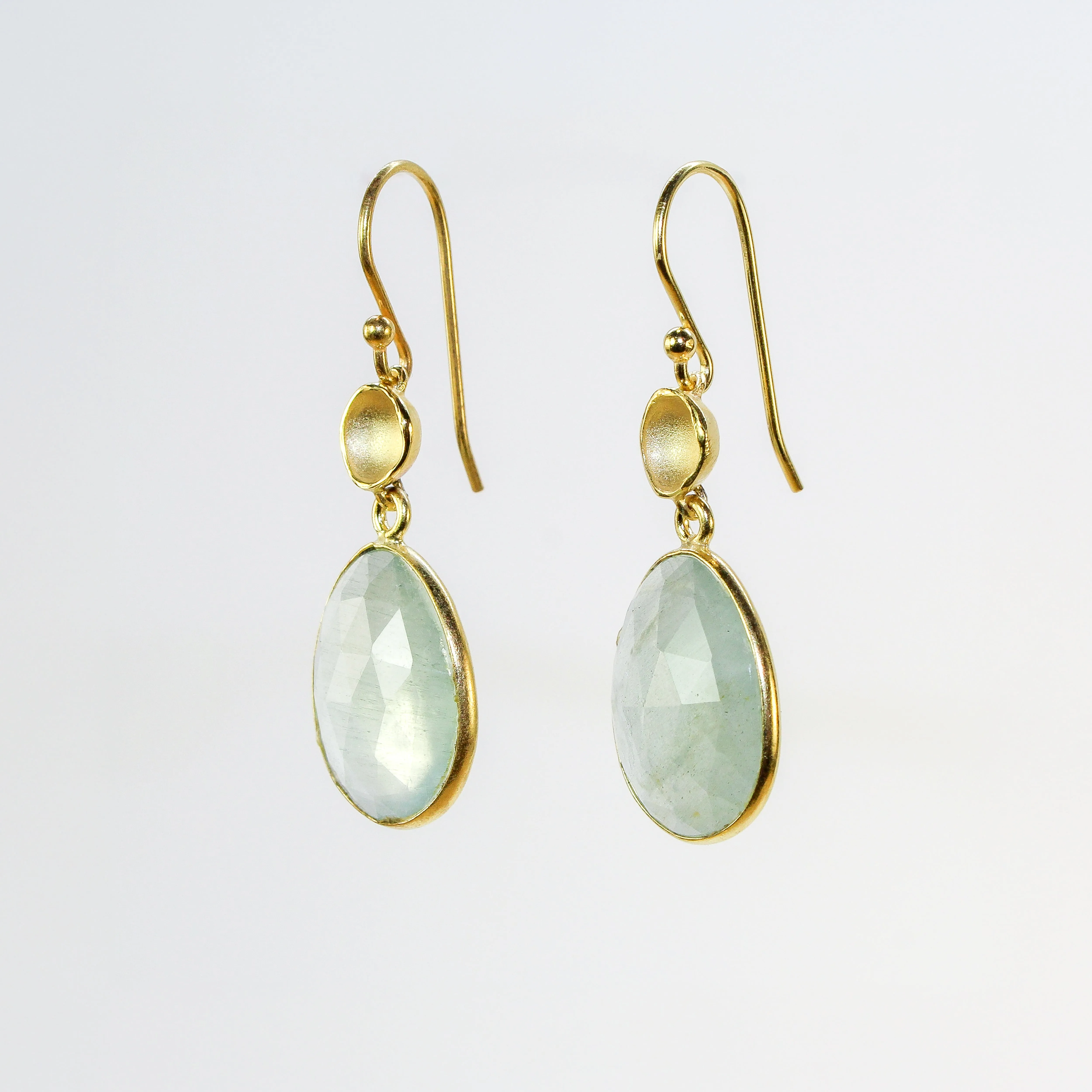 NEW! Medium Pod Earrings in Gold Vermeil with Aquamarine by Sarah Richardson