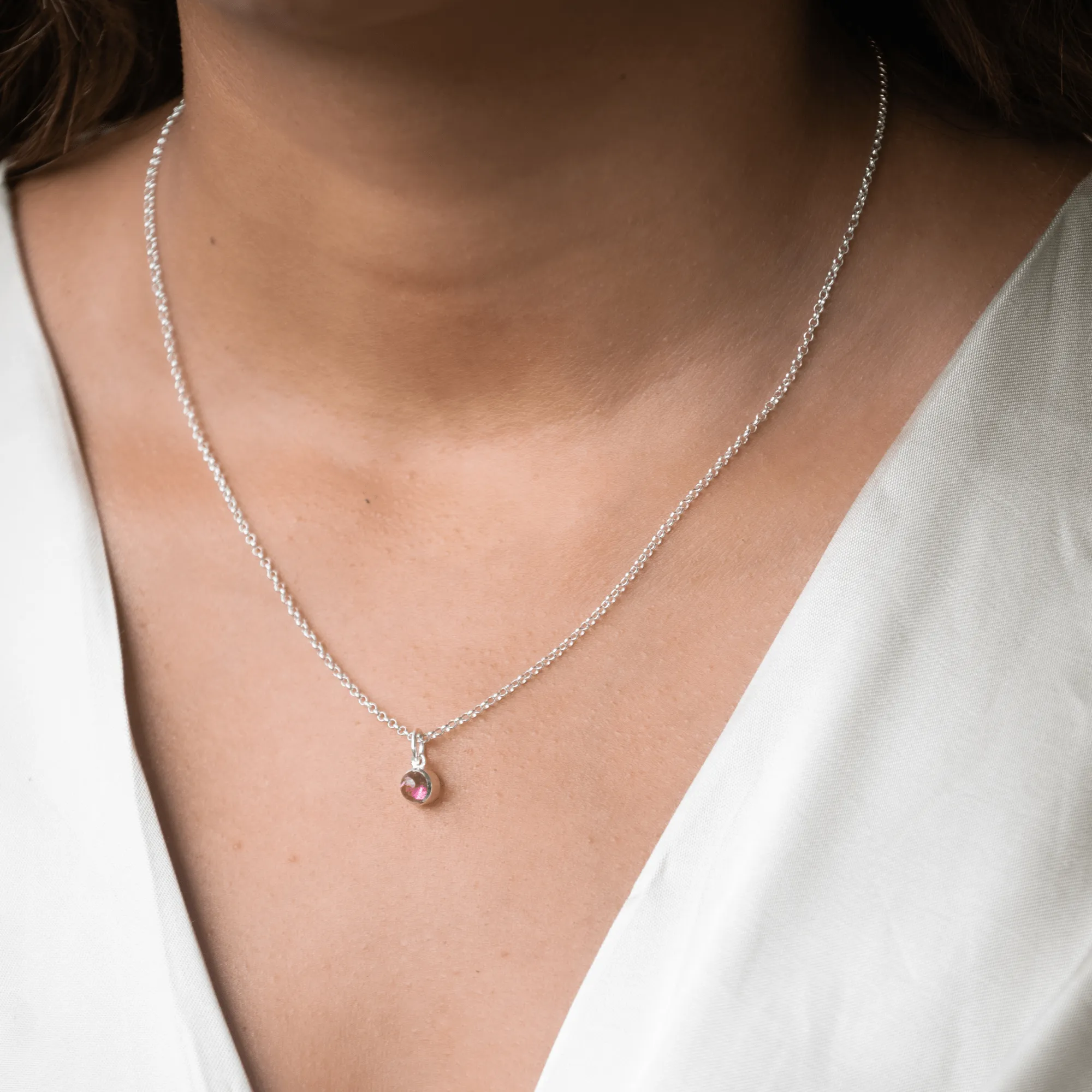 October Birthstone Necklace (Pink Tourmaline)