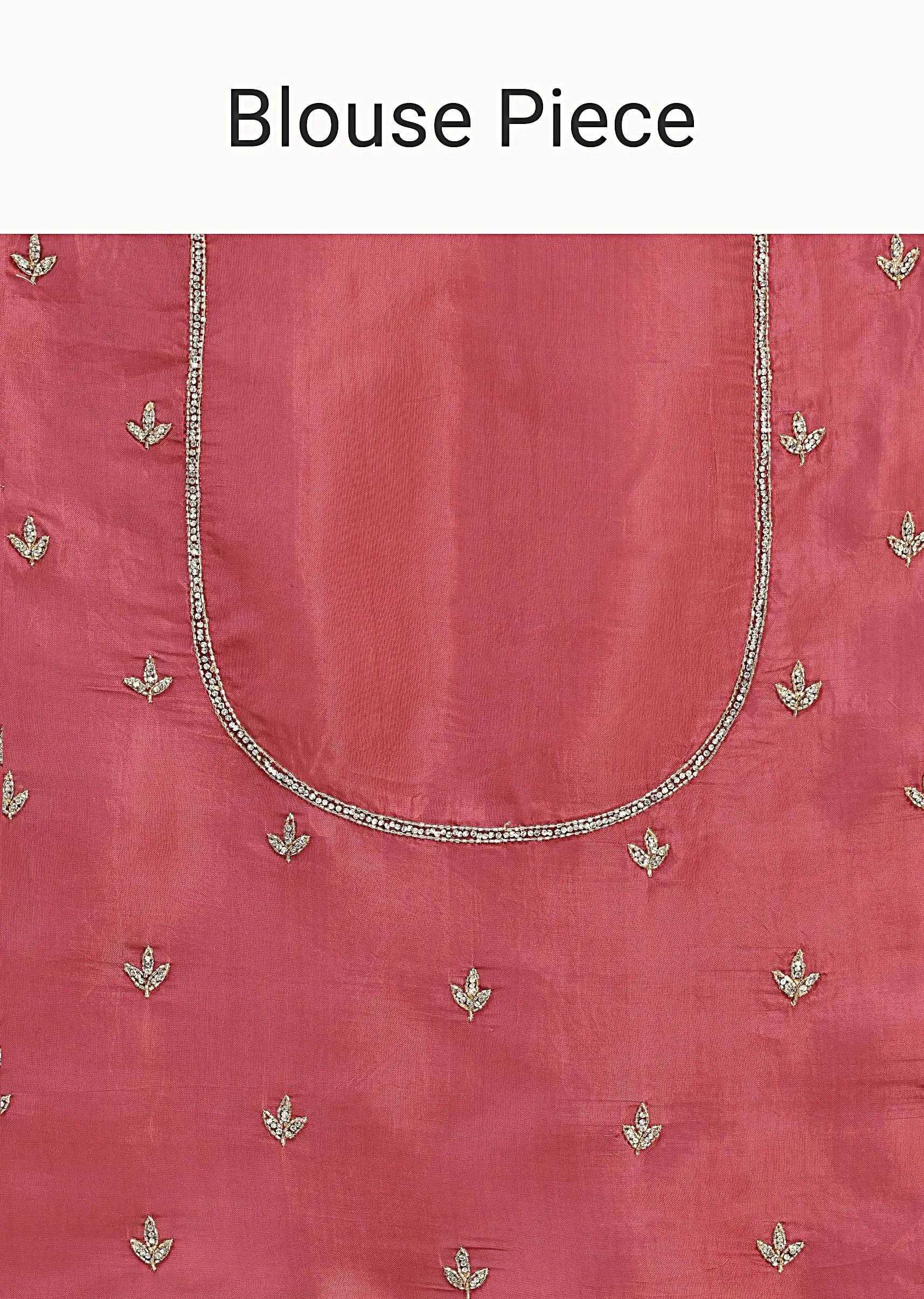 Onion Pink Textured Satin Saree With Cutdana Work And Unstitched Blouse Fabric