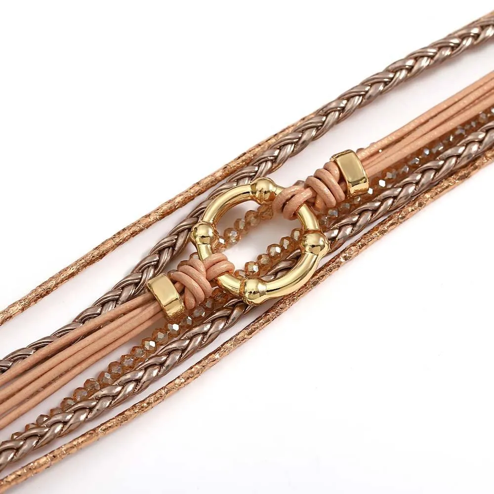 'Orana' Charm & Beads Cuff Bracelet - black