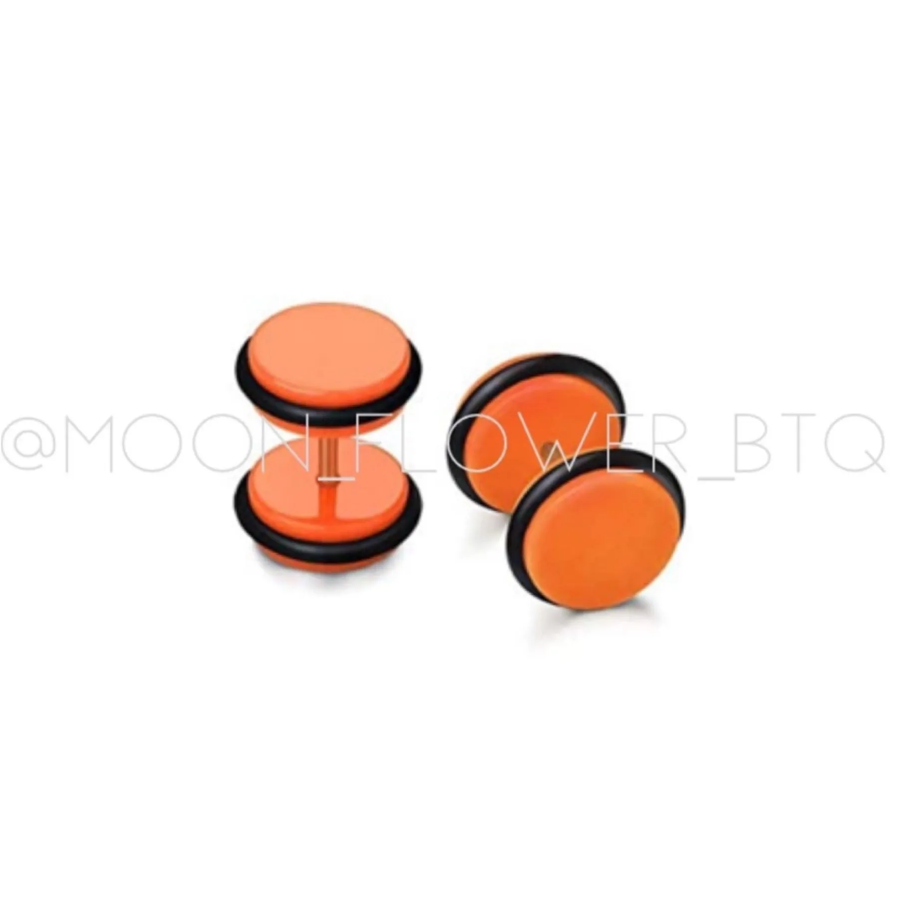 Orange Acrylic Flat Barbell Earrings