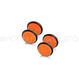 Orange Acrylic Flat Barbell Earrings