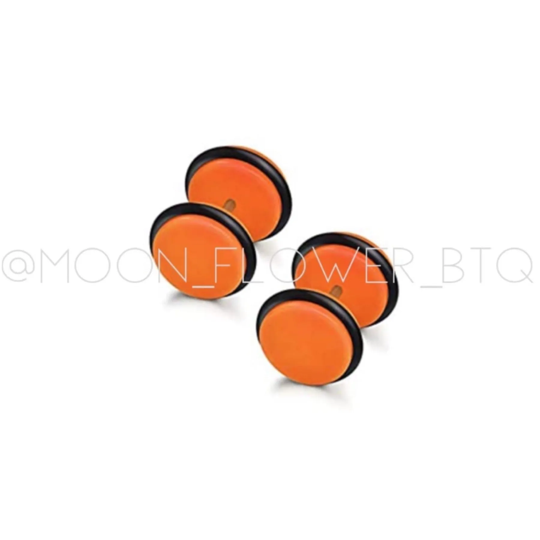 Orange Acrylic Flat Barbell Earrings