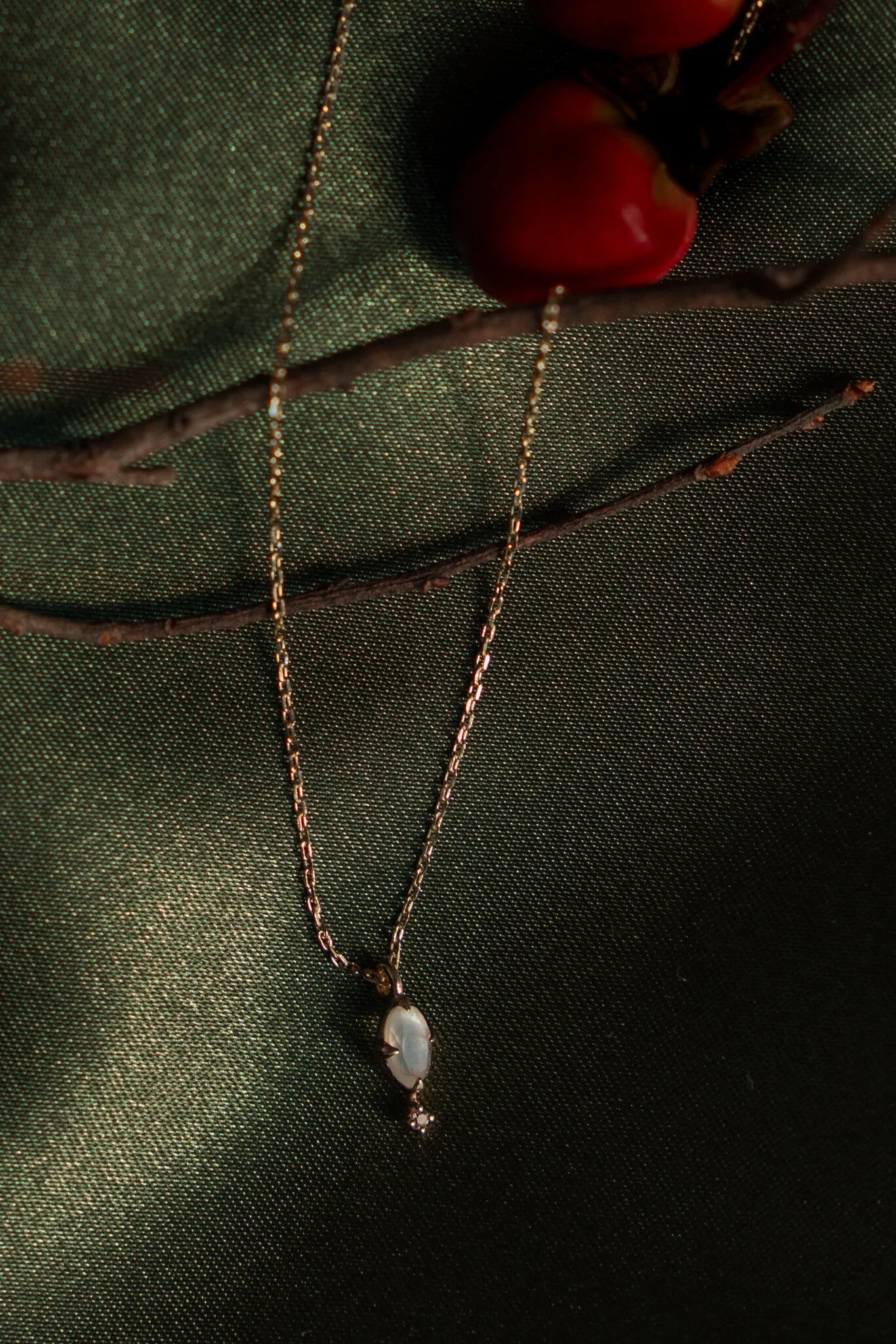 Oval Moonstone with Dangle Necklace