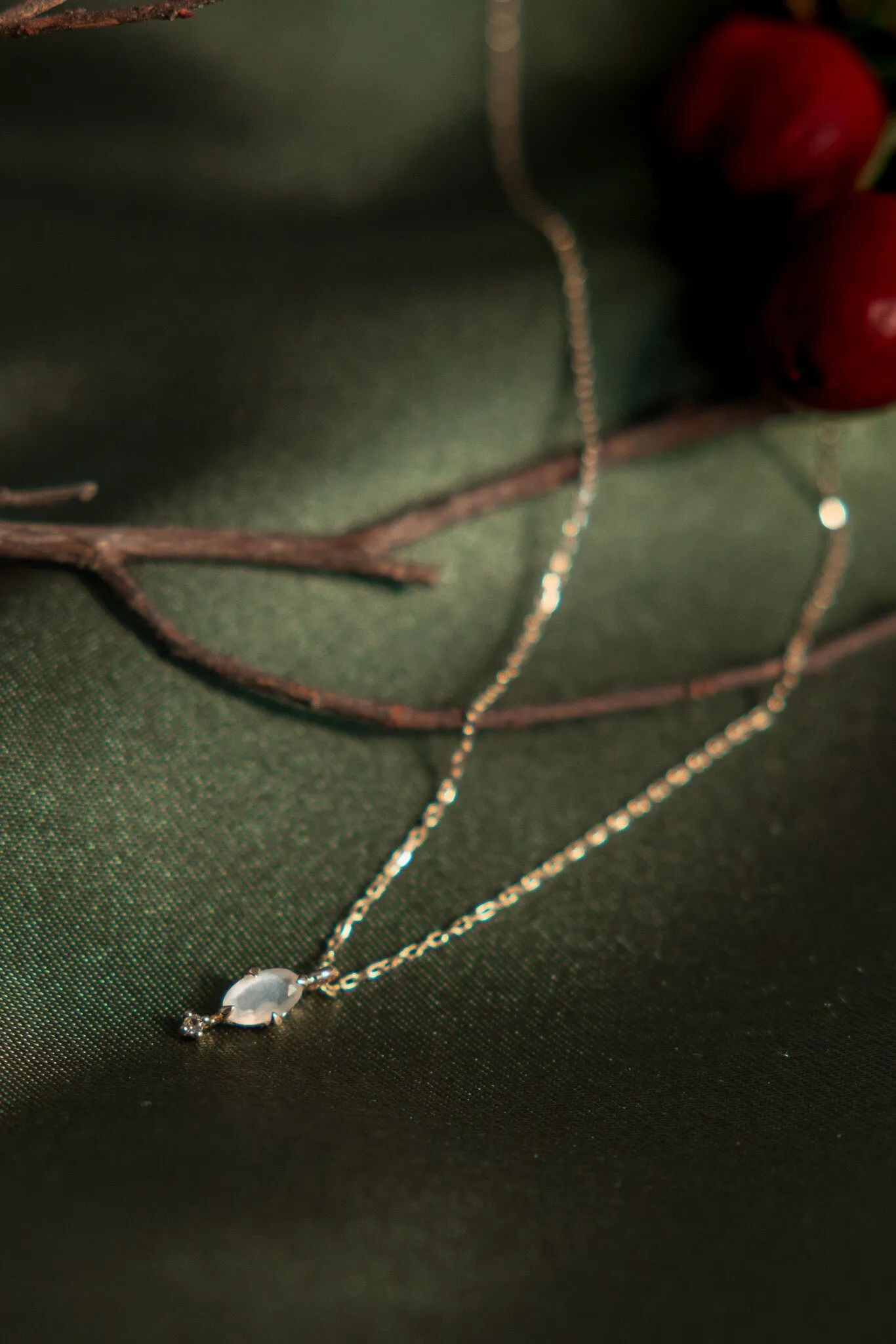 Oval Moonstone with Dangle Necklace