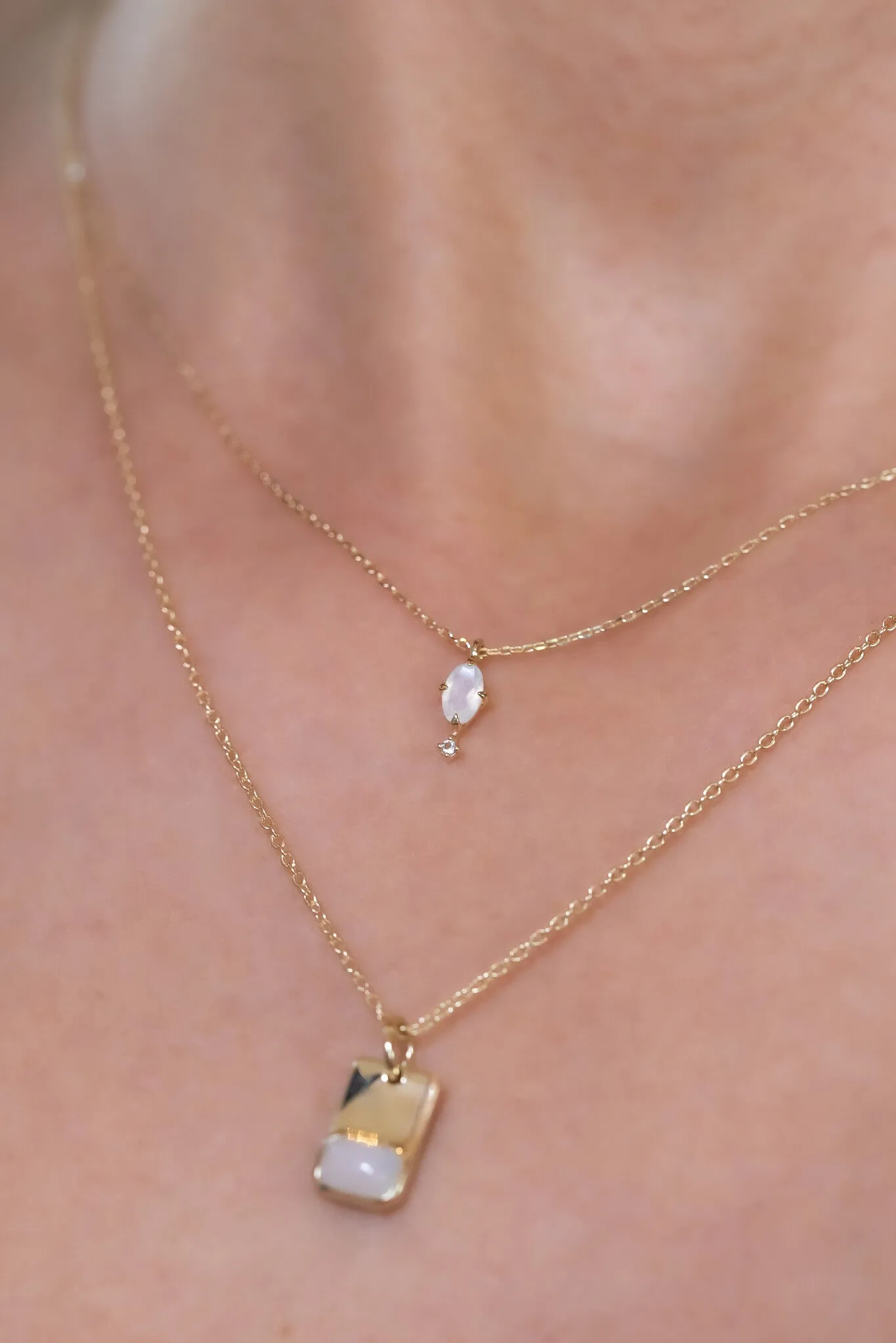 Oval Moonstone with Dangle Necklace