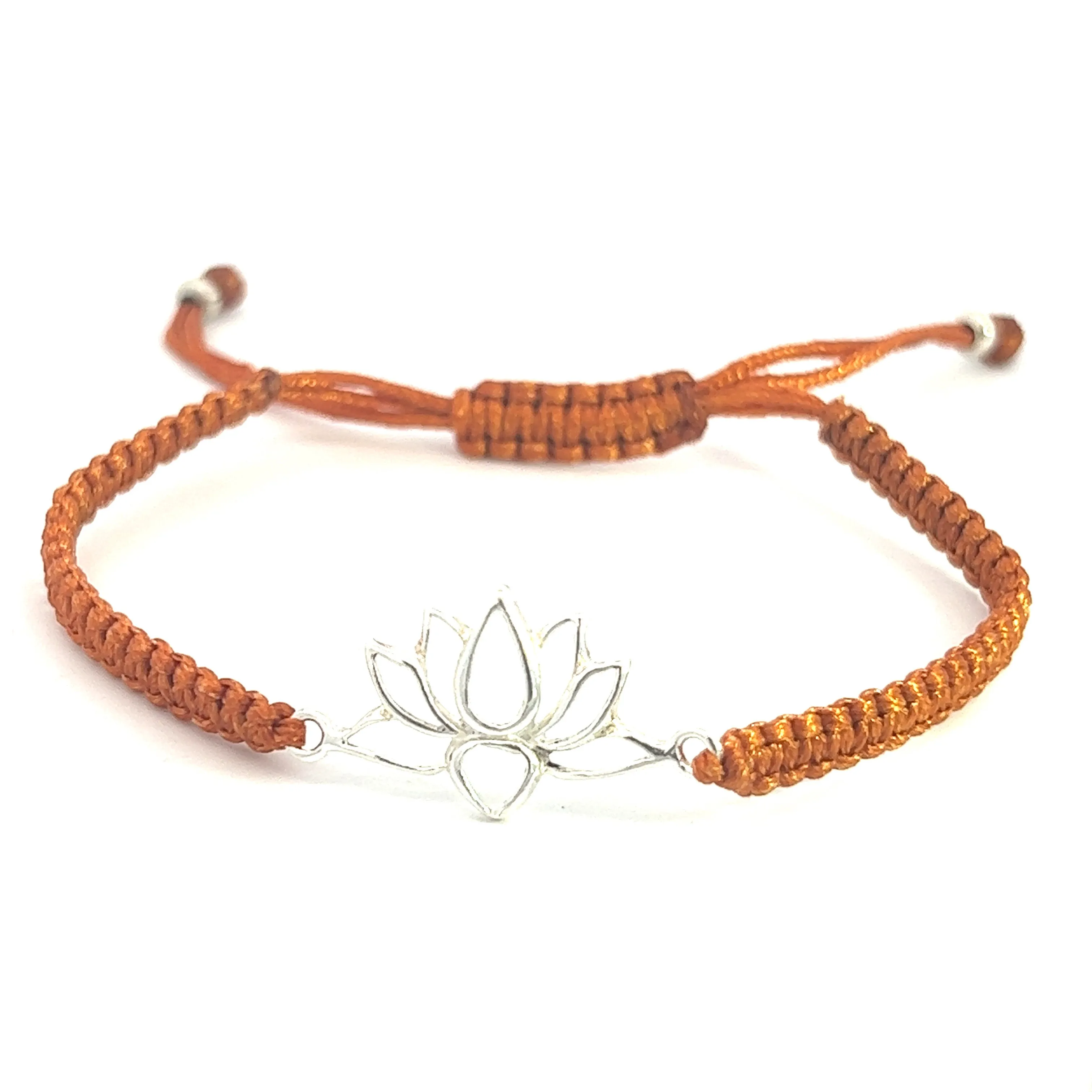 Padma Orange Braided Bracelet, Sterling Silver