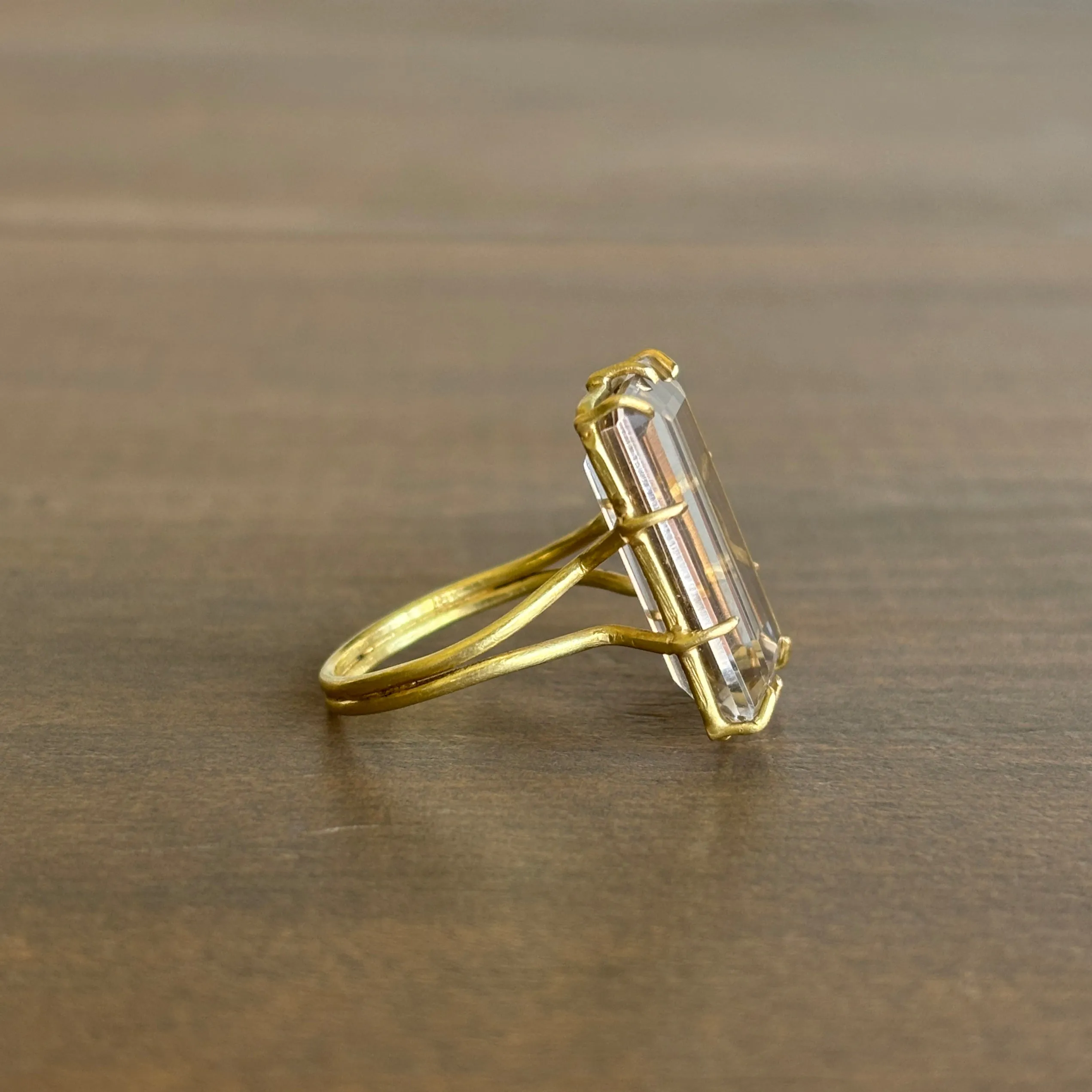 Pale Smoky Quartz Emerald Cut Ring