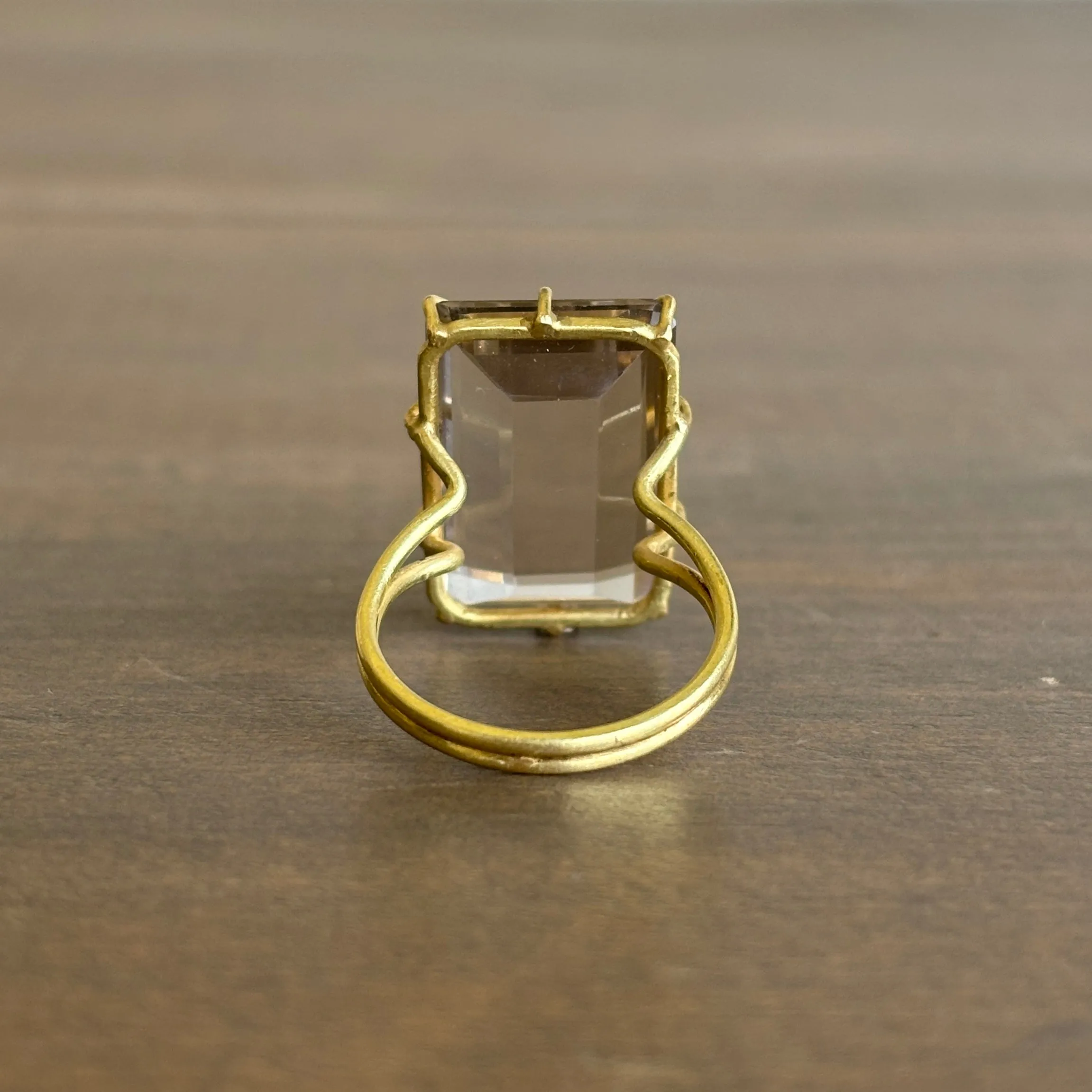 Pale Smoky Quartz Emerald Cut Ring
