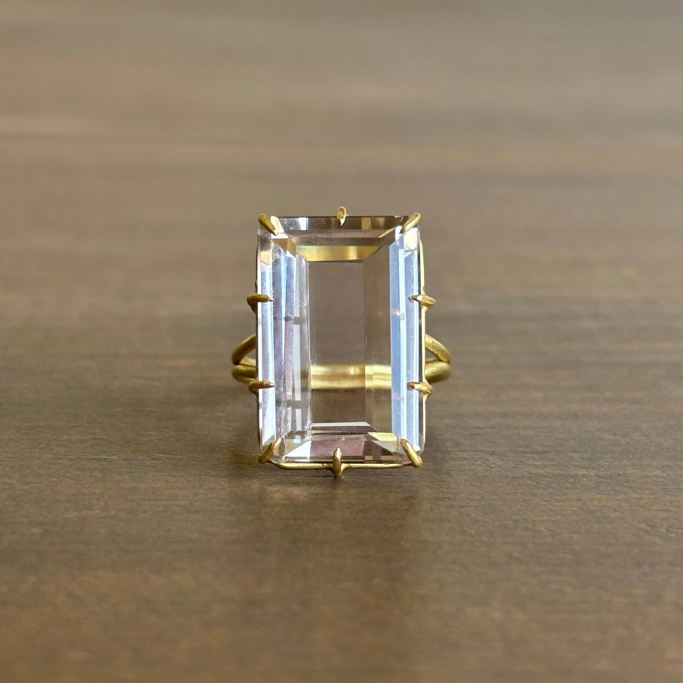 Pale Smoky Quartz Emerald Cut Ring