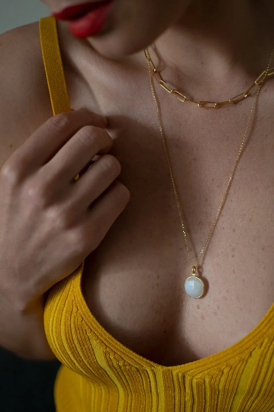 PAPERCLIP   MOONSTONE NECKLACE | SET