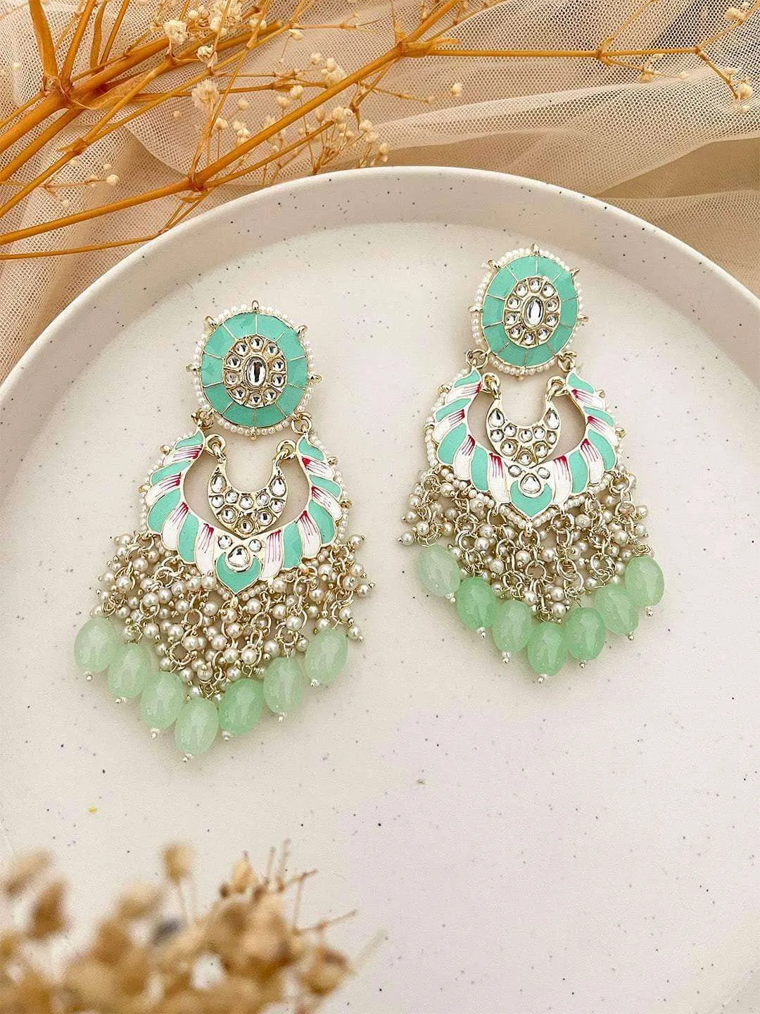 Pastel Polki Spiral Earrings