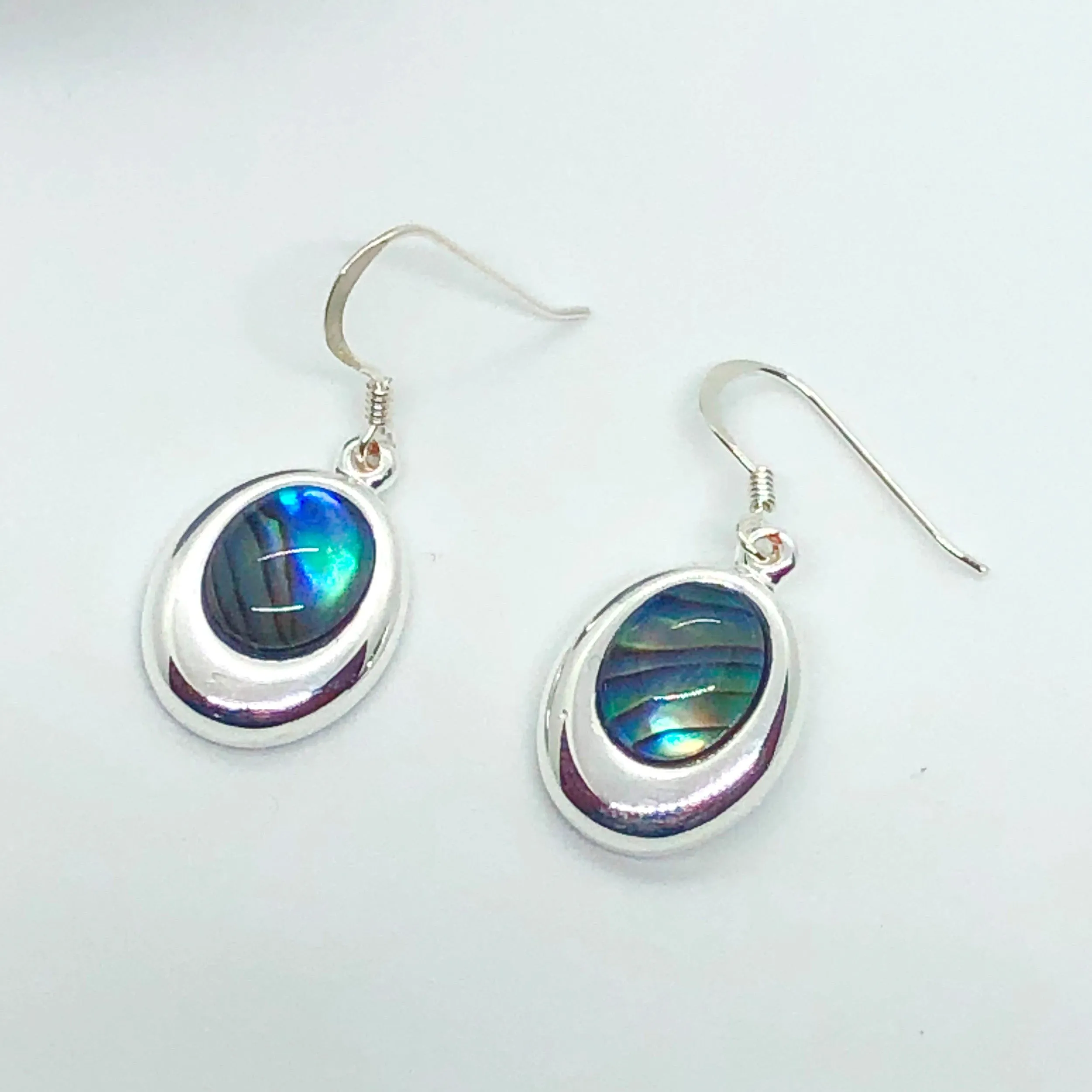 Paua Shell in Silver Frame Earrings - by Mhairi Sim - Girl Paua