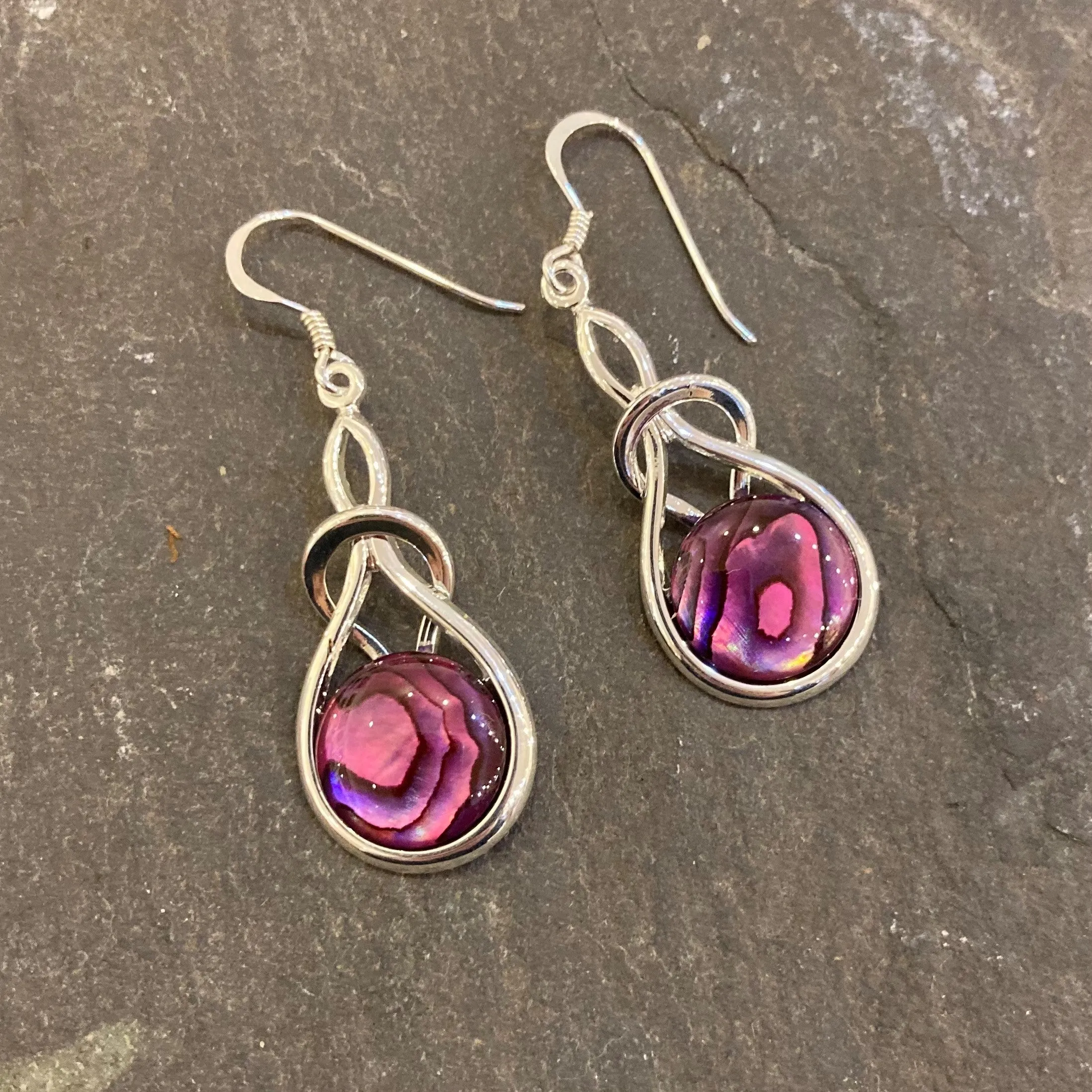 Paua Shell in Silver Frame Earrings - by Mhairi Sim - Girl Paua