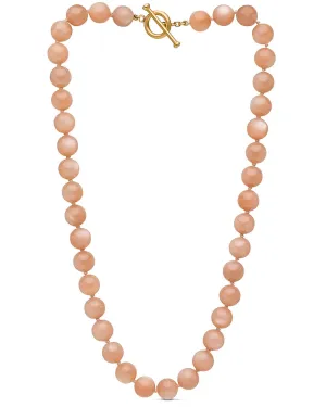 Peach Moonstone Cabochon Beaded Short Necklace