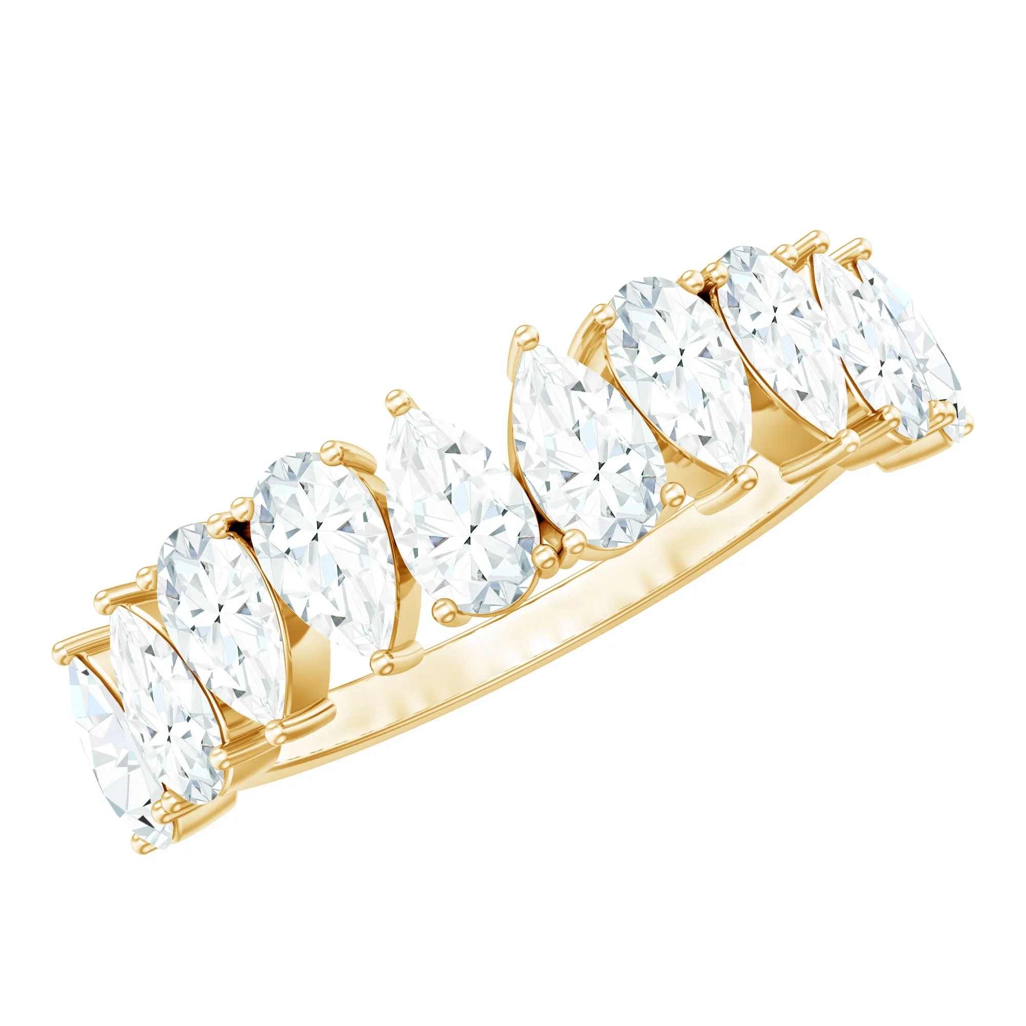 Pear Cut Moissanite Elegant Half Eternity Ring
