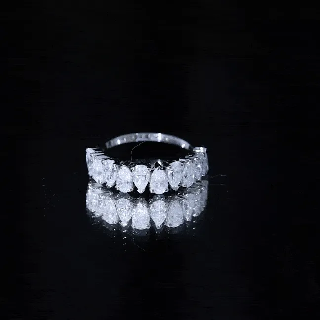 Pear Cut Moissanite Elegant Half Eternity Ring